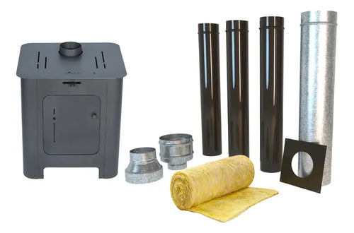 ESTUFA A LEÑA ECO TROMEN 7000 + KIT DE TECHO 4" ENLOZADO