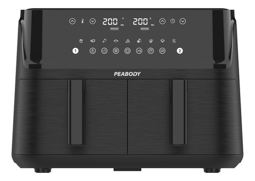 FREIDORA DE AIRE PEABODY DIGITAL PE-AFDB100N DOBLE CANASTO 10L
