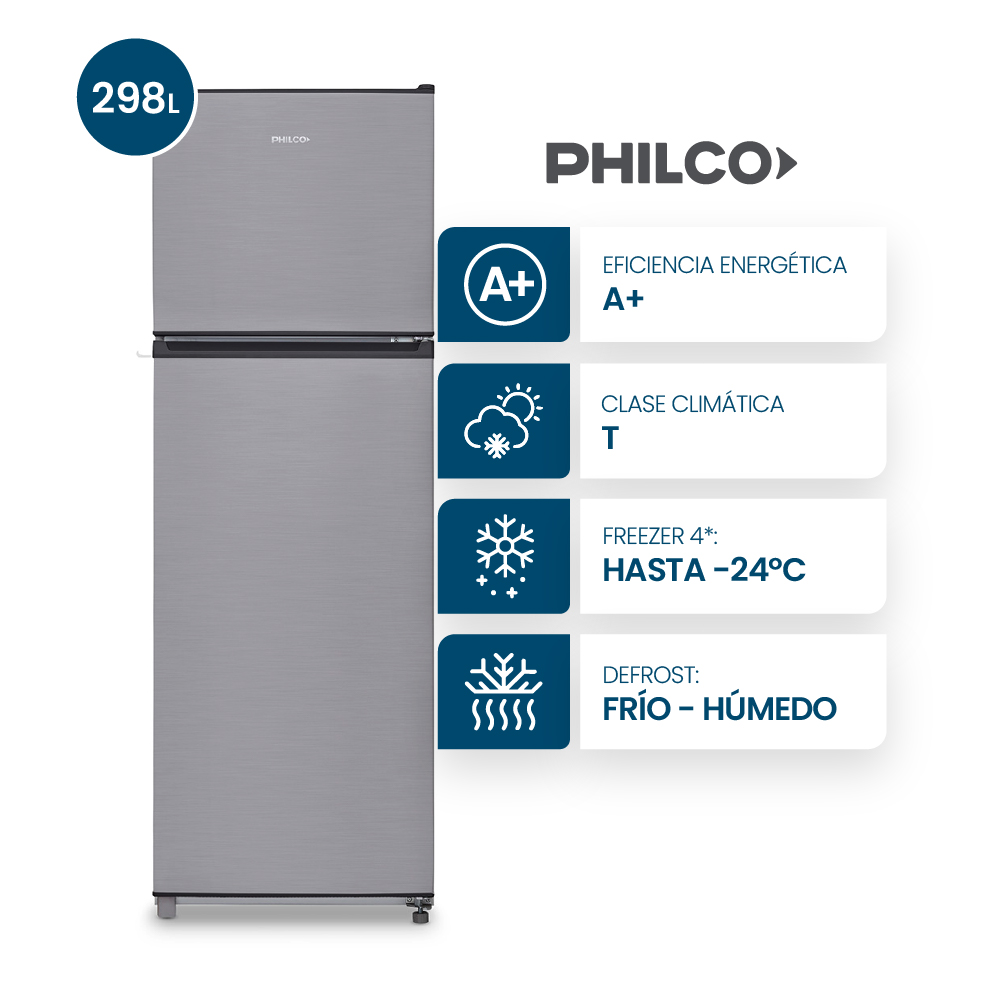 HELADERA PHILCO PHCT302X CICLICA TOP MOUNT 298 L INOX