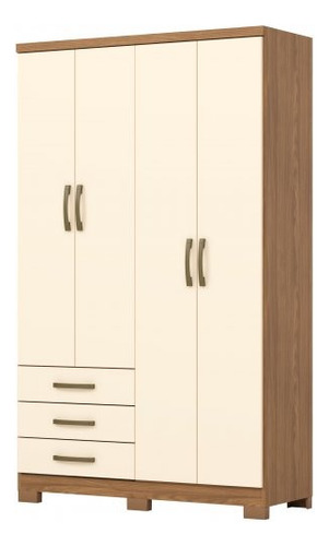 ROPERO HENN CAJU DA135-127 4 PUERTAS NATURAL/BLANCO