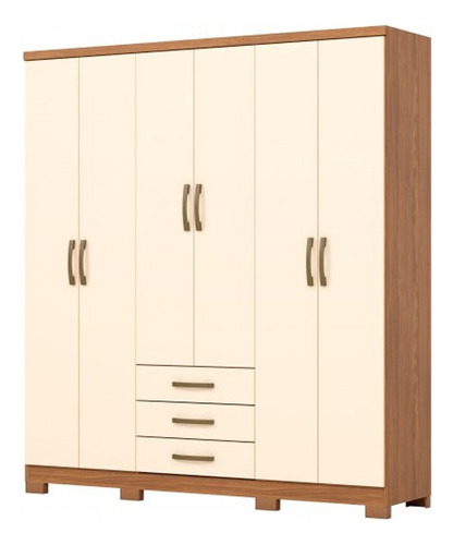 ROPERO HENN CAJU DA136-127 6 PUERTAS NATURAL/BLANCO