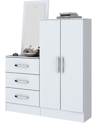 COMODA HENN B700-10 2 PUERTAS CON ESPEJO BLANCO