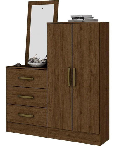 COMODA HENN B700-130 2 PUERTAS CON ESPEJO CASTAÑO