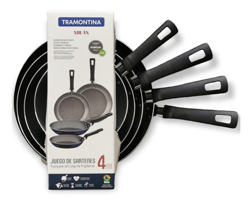 JUEGO DE SARTENES TRAMONTINA MILAN 27899/137 4 PZ ALUMINIO
