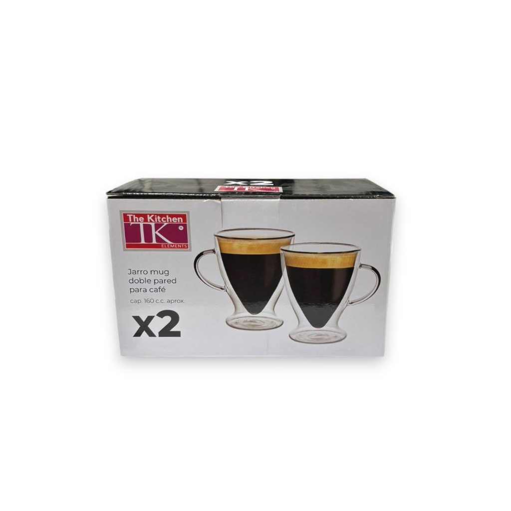 SET JARRO DE CAFE THE KITCHEN X2 DOBLE PARED 160 ML