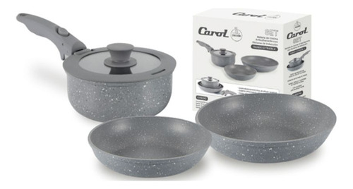 BATERIA DE COCINA CAROL 68005GGR 5 PZAS GRIS