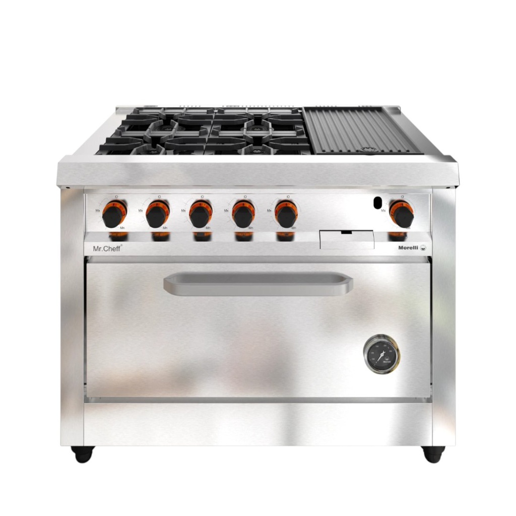 COCINA MORELLI 1100 4H CON PLANCHA G/N