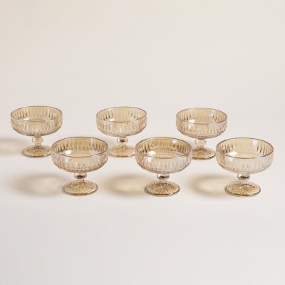 SET X6 COMPOTERAS STRIPES CHAMPAGNE 200ML