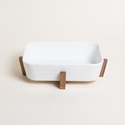 FUENTE RECTANGULAR PARA HORNO CON BASE DE ACACIA 30X20 0119810