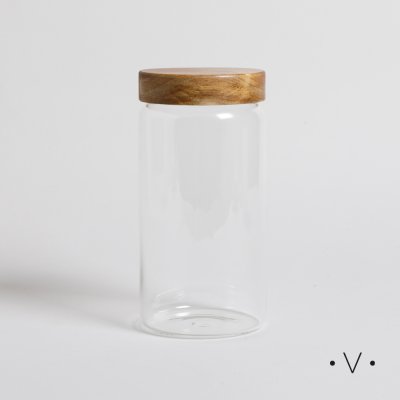 FRASCO REDONDO CON TAPA DE MADERA 1600ML 0127029