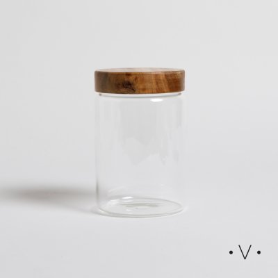 FRASCO REDONDO CON TAPA DE MADERA 1100ML 0127030