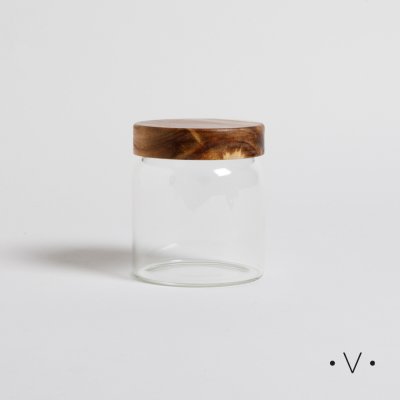 FRASCO REDONDO CON TAPA DE MADERA DE ACACIA 800ML 0127031