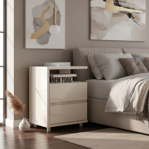 MESA DE LUZ HENN CAMPECHE D07-139 2 CAJONES OFF WHITE