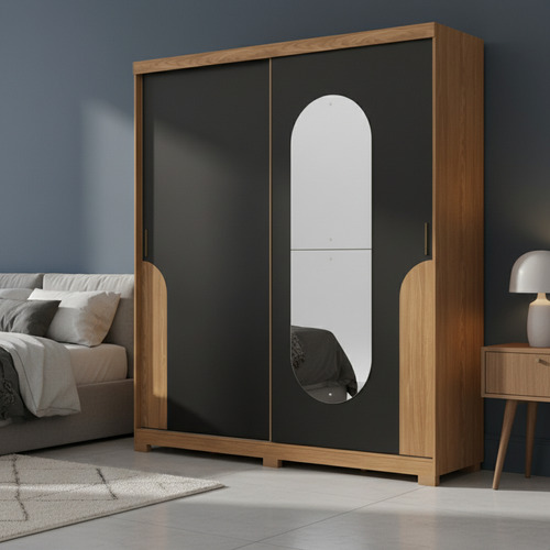 ROPERO HENN TALLES D335-215 2 PUERTAS NATURAL NEGRO