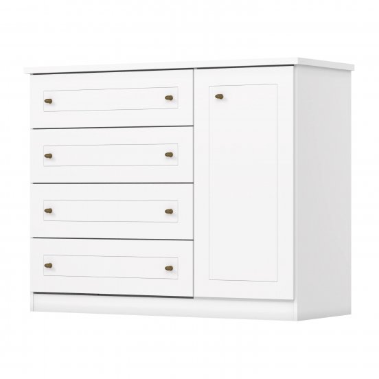 COMODA HENN AMERICANO D715-05 1 PUERTA 4 CAJONES BLANCO