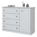 COMODA HENN AMERICANO D715-05 1 PUERTA 4 CAJONES BLANCO