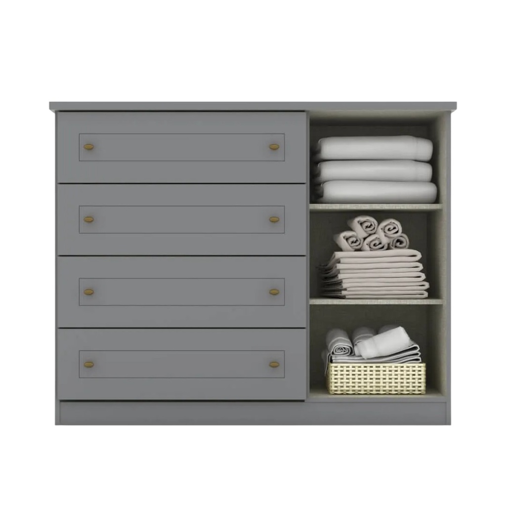 COMODA HENN AMERICANA D715-131 1 PUERTA 4 CAJONES GRIS