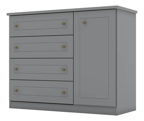COMODA HENN AMERICANO D715-131 1 PUERTA 4 CAJONES GRIS