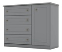 COMODA HENN AMERICANO D715-131 1 PUERTA 4 CAJONES GRIS