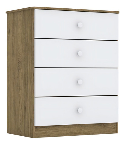 COMODA HENN LABIRINTO I714-18 4 CAJONES RUSTICO BLANCO