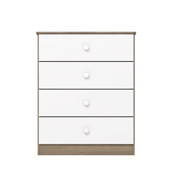 COMODA HENN LABIRINTO I714-18 4 CAJONES RUSTICO BLANCO