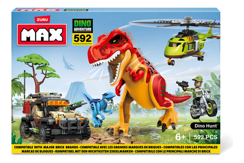 JUEGO DE CONSTRUCCION BLOQUES ZURU MAX BUILD MORE DINO ADVENTURE DINO HUNT - 592 PIEZAS 7455