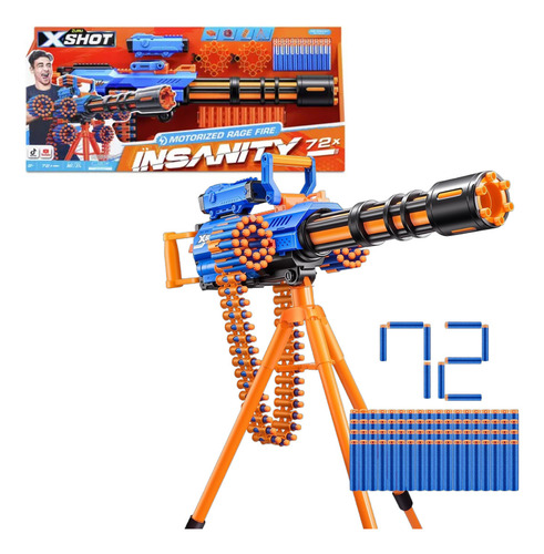 BLASTER MOTORIZADO X-SHOT INSANITY RAGE FIRE ZURU – AMETRALLADORA LANZA DARDOS