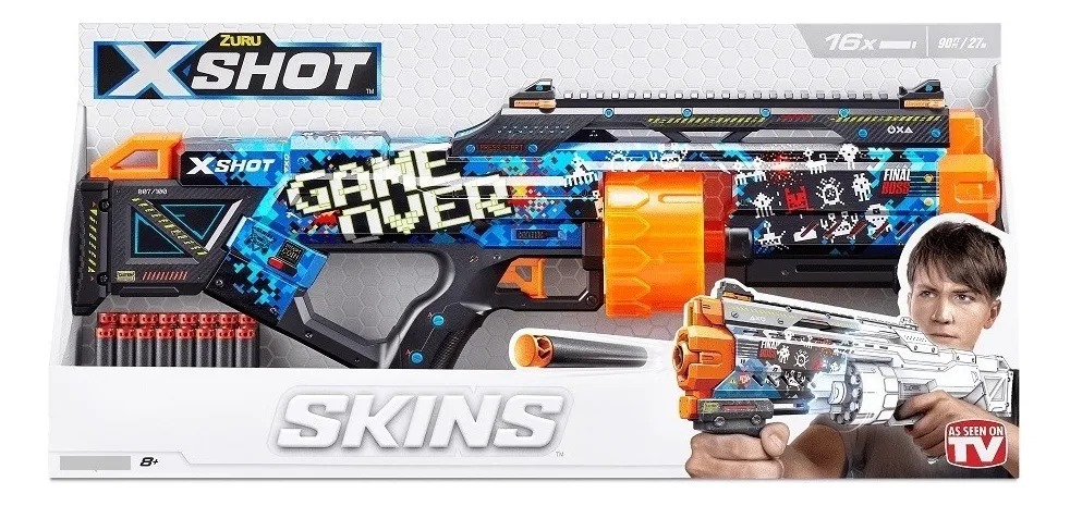 PISTOLA BLASTER LANZA DARDOS X-SHOT SKINS LAST STAND ZURU – INCLUYE 16 DARDOS