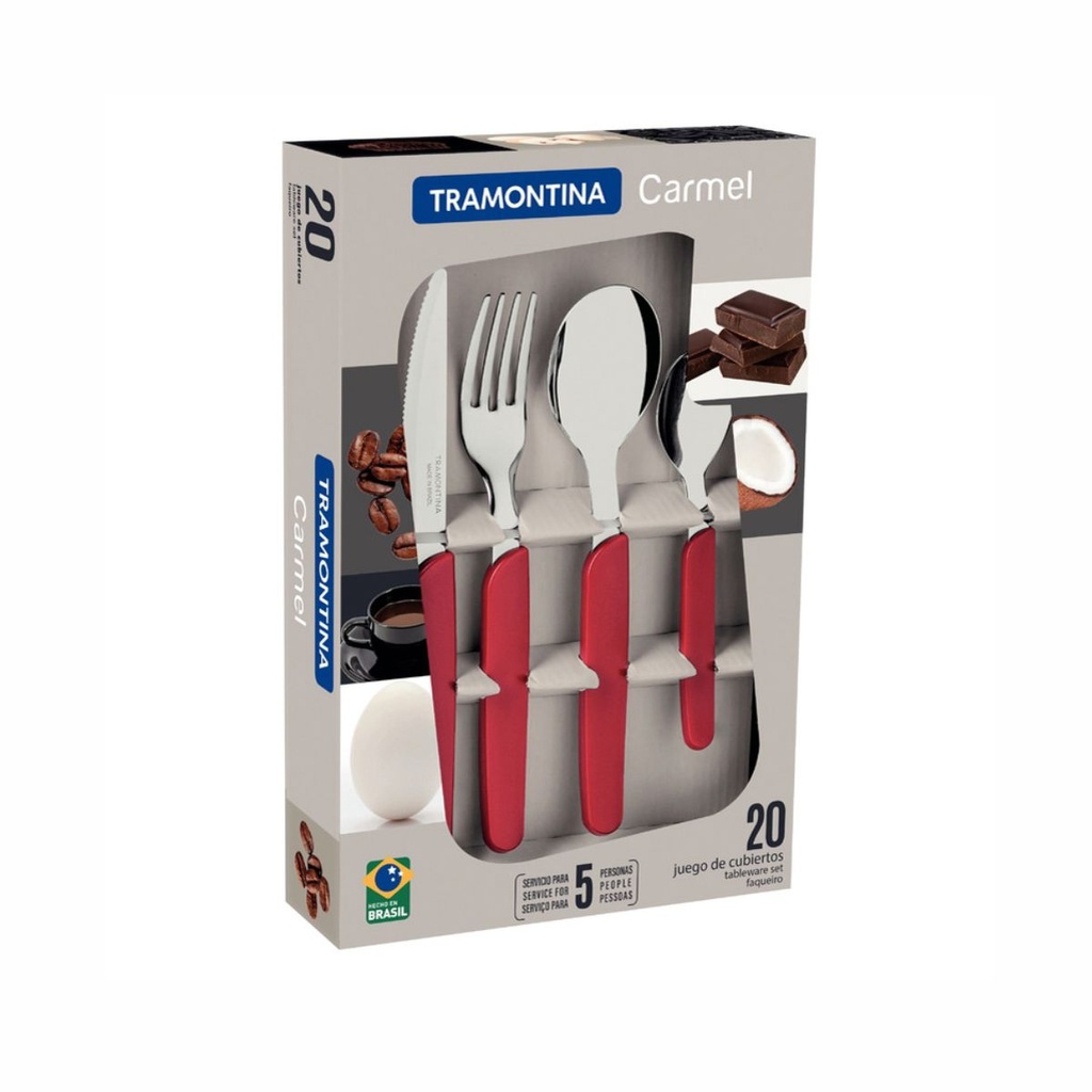 JUEGO DE CUBIERTOS TRAMONTINA X20 23499/083 CARMEL ROJO