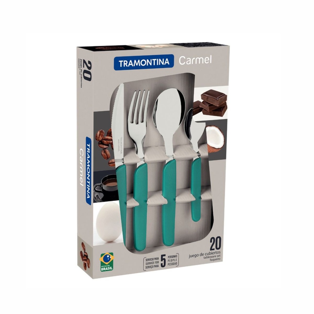 JUEGO DE CUBIERTOS TRAMONTINA X20 23499/081 CARMEL TURQUESA