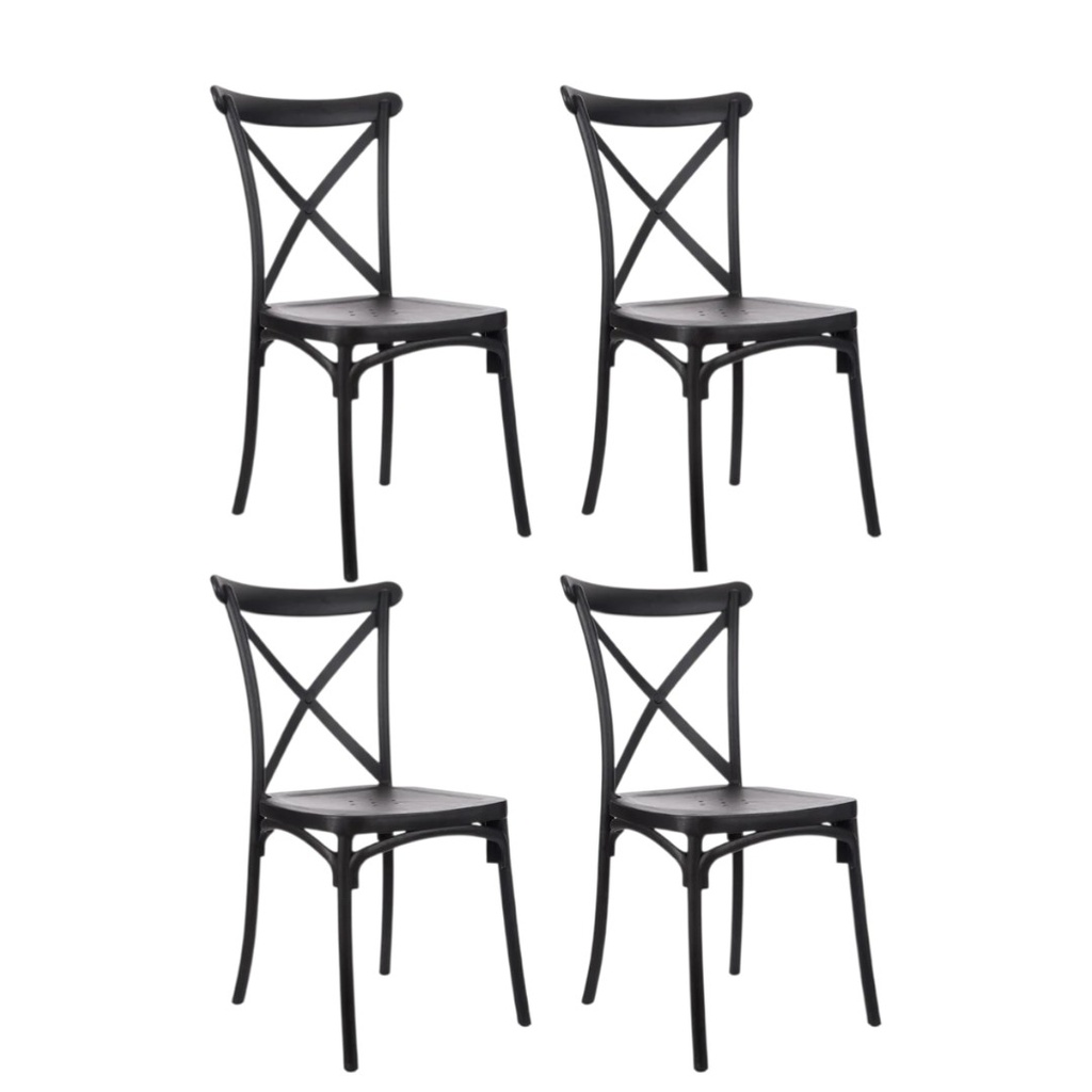 SILLAS GARDEN LIFE KATRINA X4 PP NEGRAS V6677
