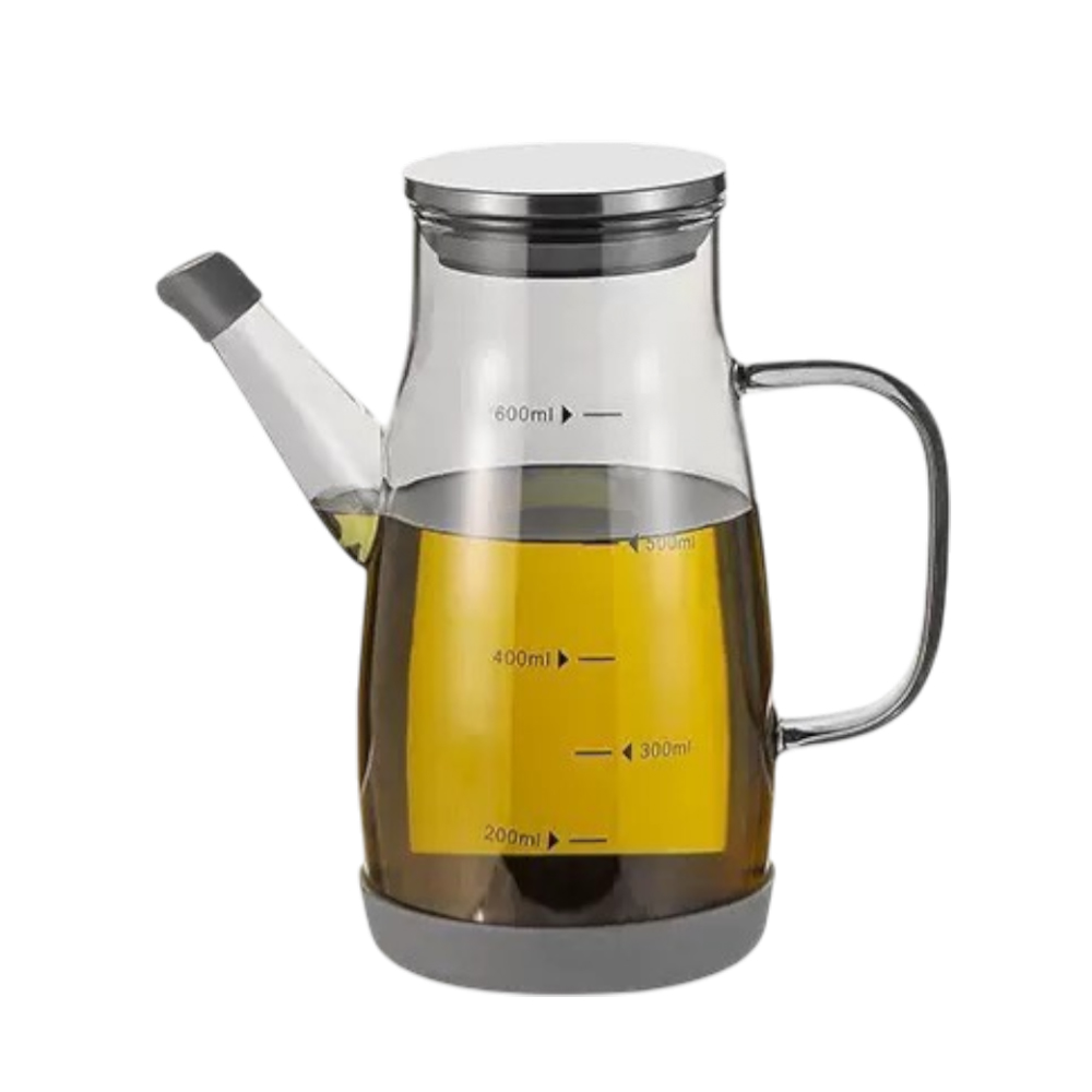 ACEITERA VIDRIO GRIS CON ASA Y PICO C6636G 600ML
