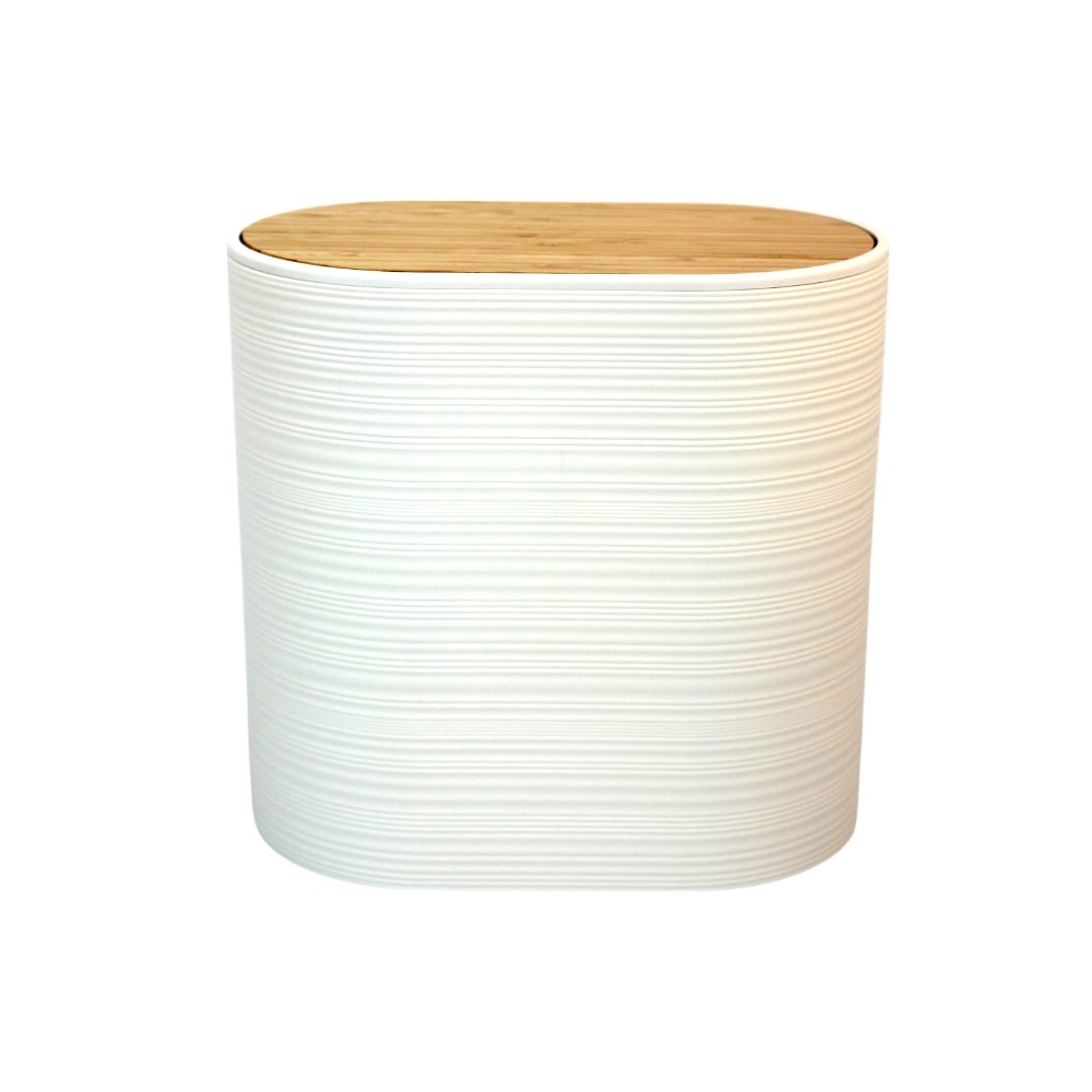 CESTO DE BASURA OVAL PLASTICO BLANCO CON TAPA VAIVEN B4989B 