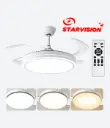 VENTILADOR STARVISION F-1112 RETRACTIL LUZ LED 