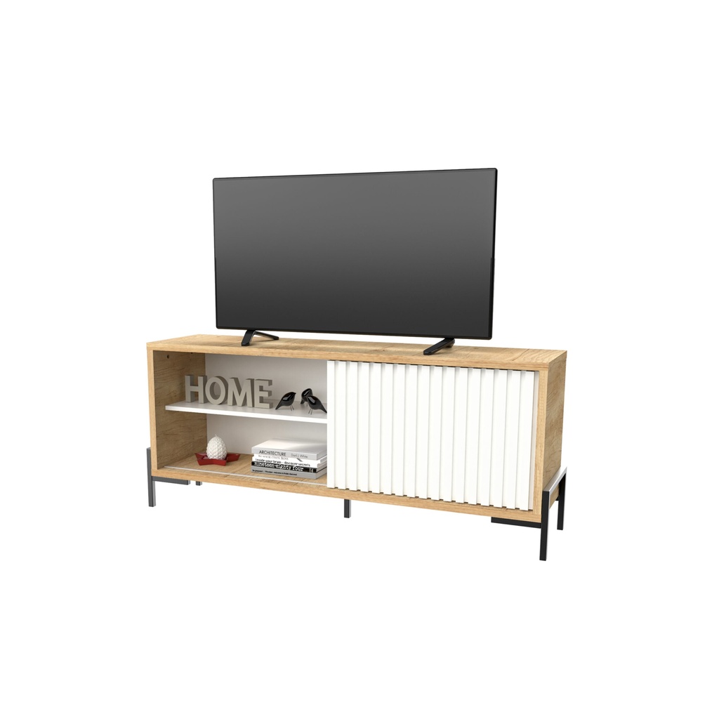 RACK TV DELOS DRO10RNBL 60" 1 PUERTA NATURAL BLANCO