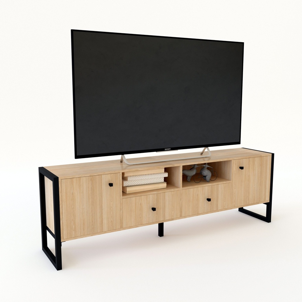 RACK TV DELOS DST05RNN 1.77 M DE HIERRO ROBLE NEBRASKA NATURAL