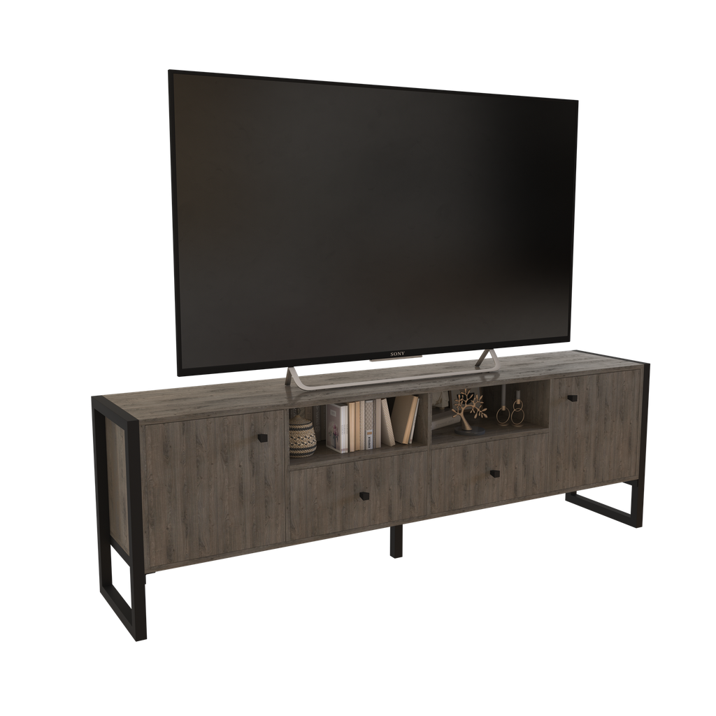 RACK TV DELOS DST05RDG 1.77 M DE HIERRO ROBLE DENVER GRAFITO 