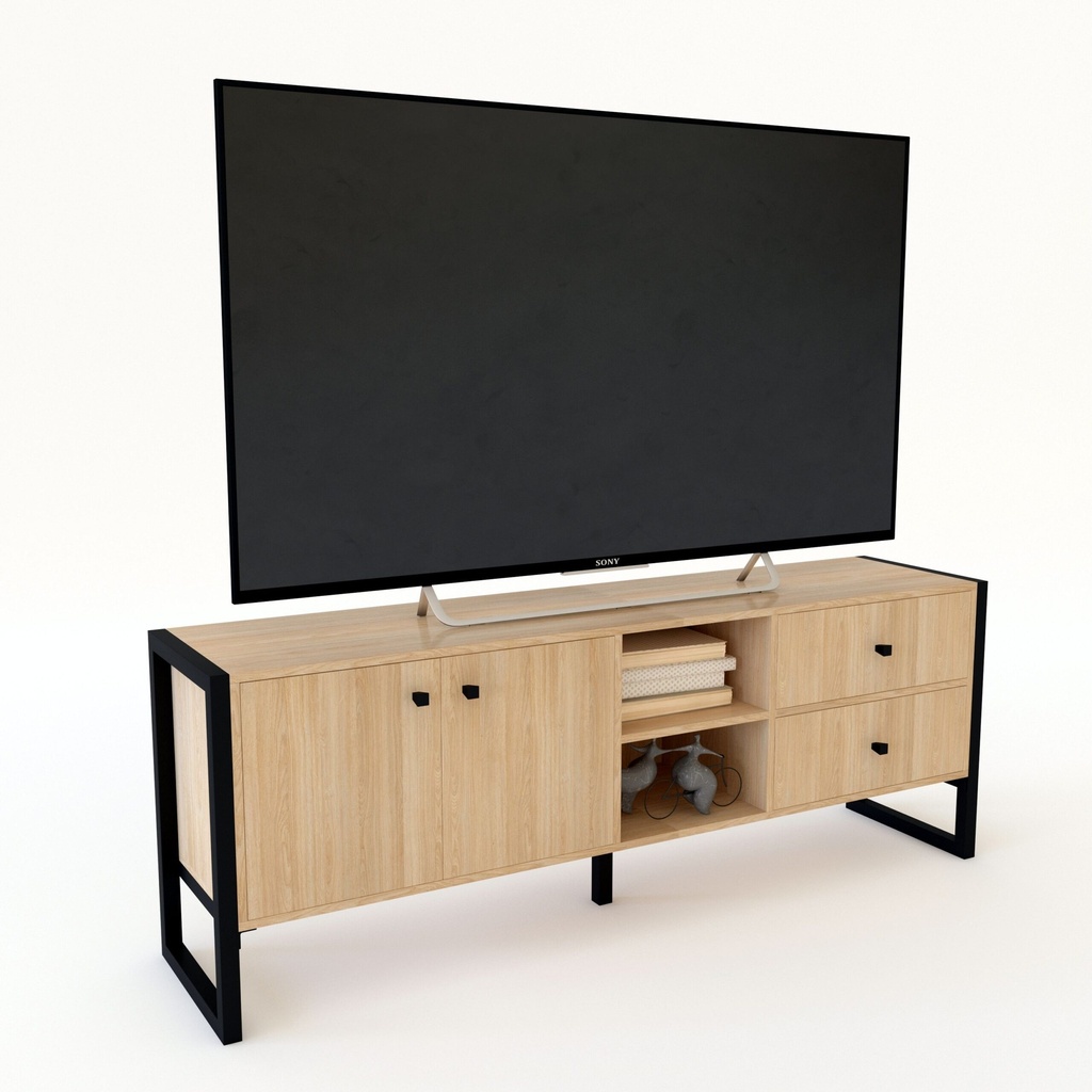 RACK TV DELOS DST04RNN 1.61M DE HIERRO ROBLE NEBRASKA NATURAL 