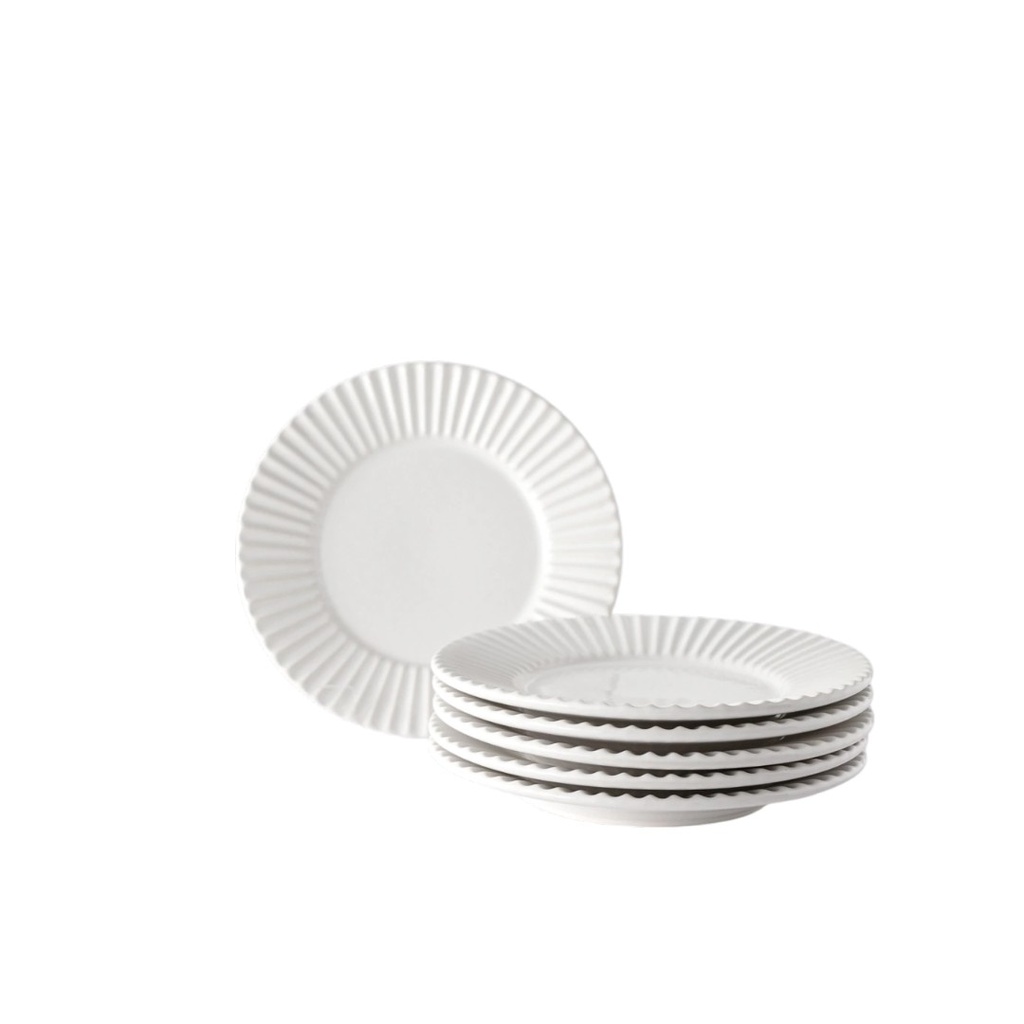 PLATO POSTRE STONEWARE PLISSE X6 20.5 CM BLANCO