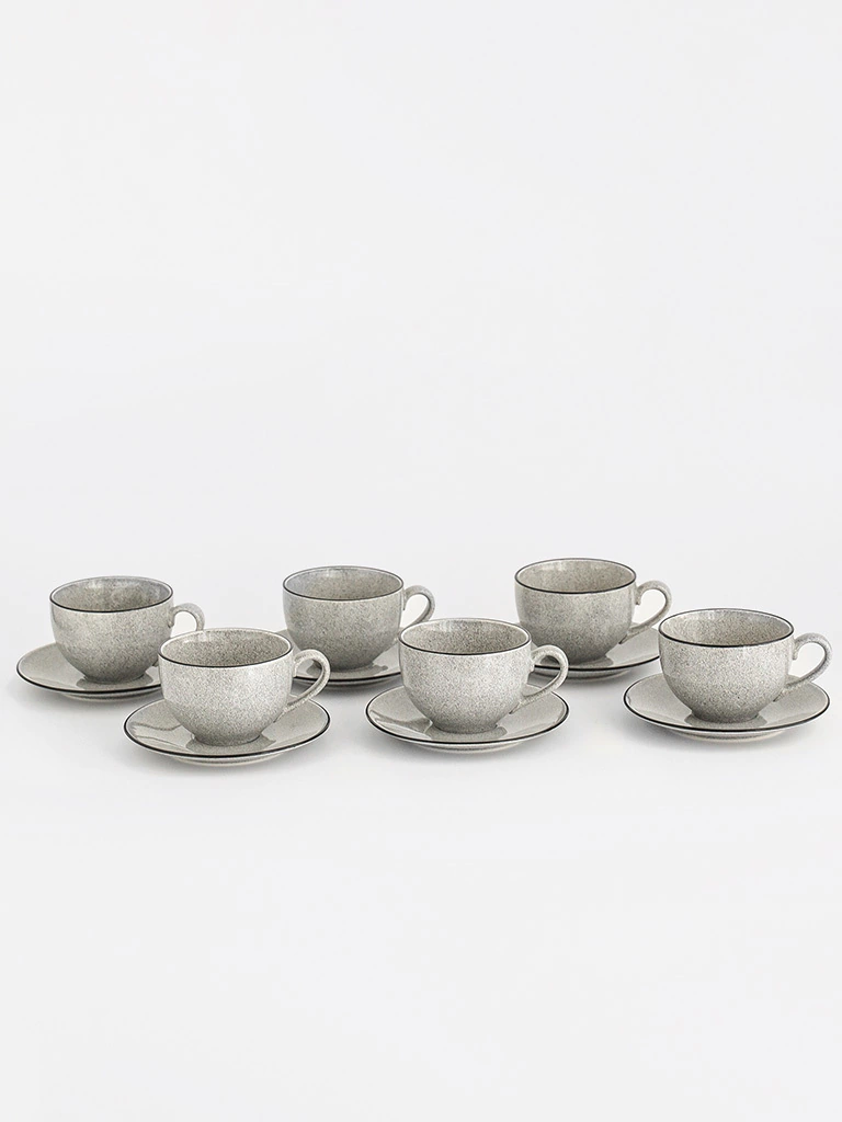 SET X6 TAZAS DE TE CON PLATO PEDRA ROCHA GREY 507ML 100844
