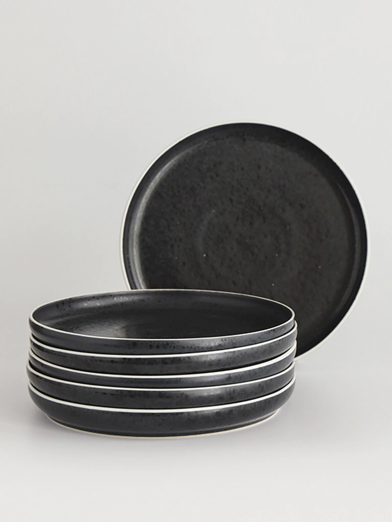 SET X6 PLATOS PLAYO ASTER GRANITO NEGRO 26 CM 100738