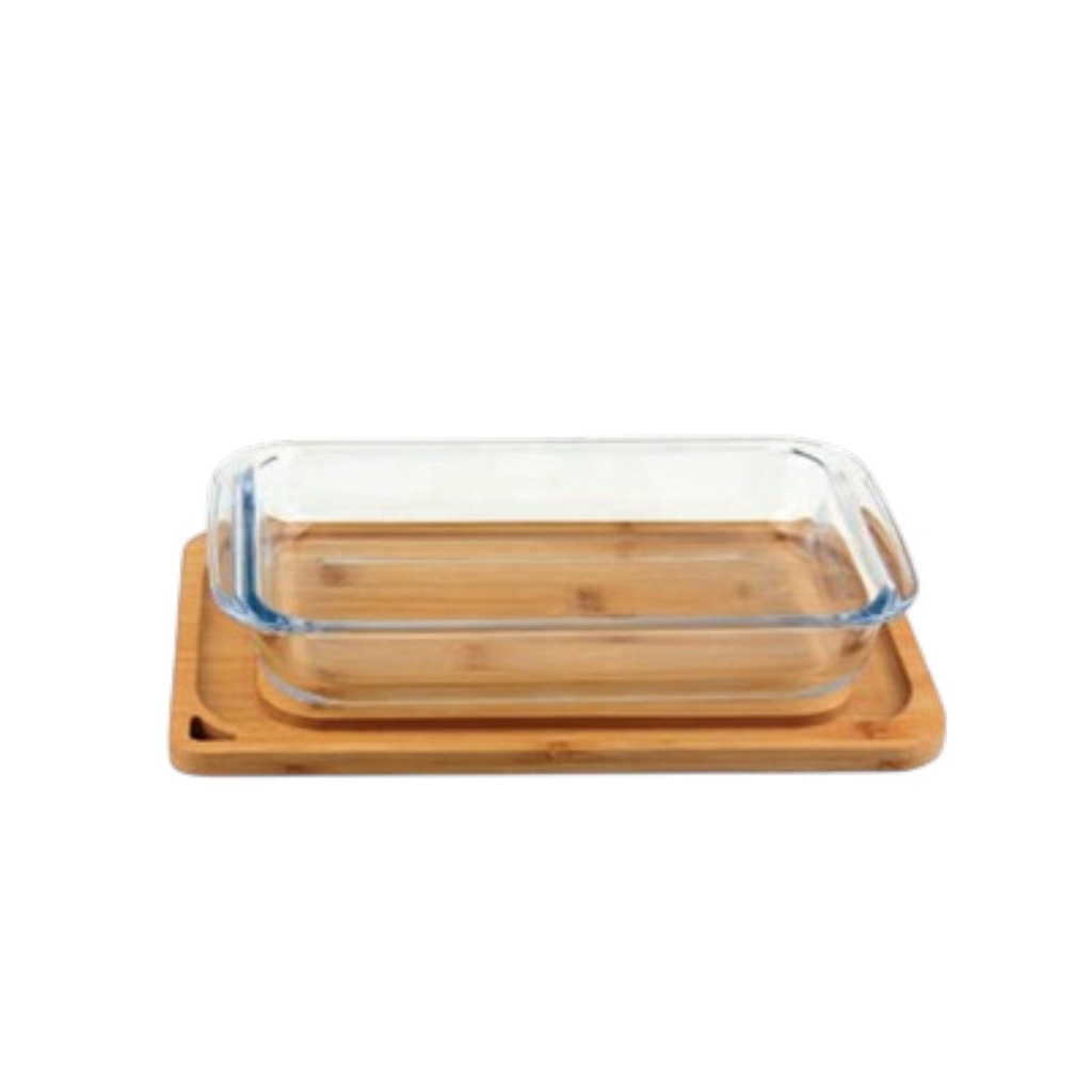 SET CAROL 30533 FUENTE DE VIDRIO + TABLA DE BAMBU 