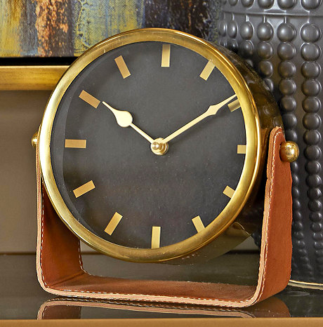 RELOJ DE MESA ACERO INOX/CUERO U99227