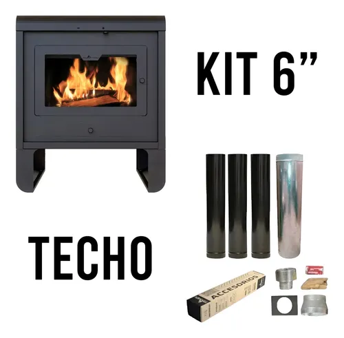 ESTUFA A LEÑA TROMEN PEHUEN 14000 + KIT TECHO TROMEN 6" ENLOZADO