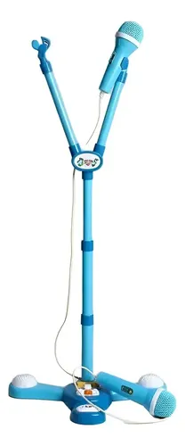 MICROFONO DE PIE DOBLE ZIPPY MP3 AJUSTABLE CELESTE