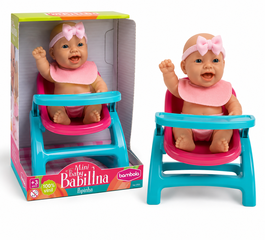 BEBE MINI BABILINA PAPILLA 23 CM CON SILLITA DE COMER 727