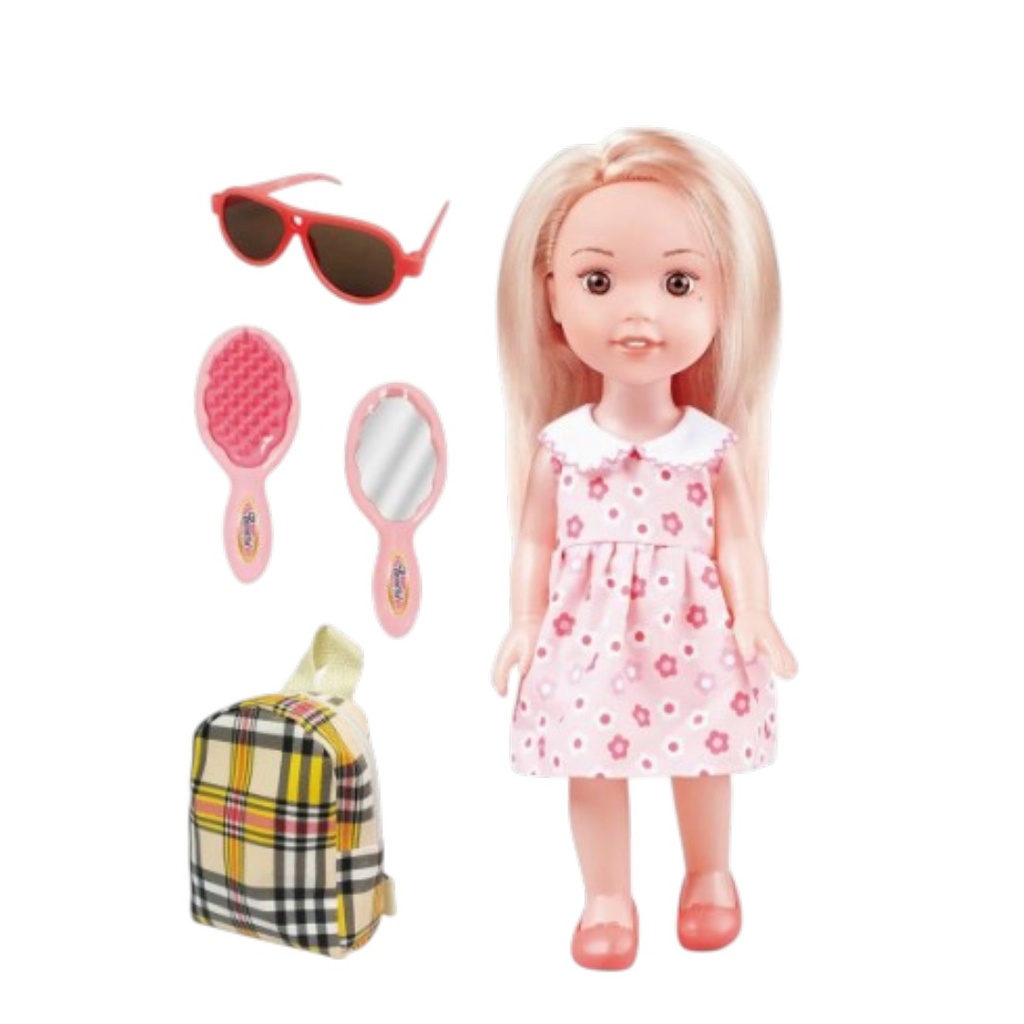MUÑECA AGUS 33 CM CON MOCHILA Y ACCESORIOS BL9729