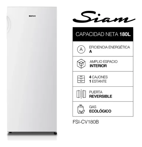 FREEZER VERTICAL SIAM FSI-CV180B 166 LTS BLANCO