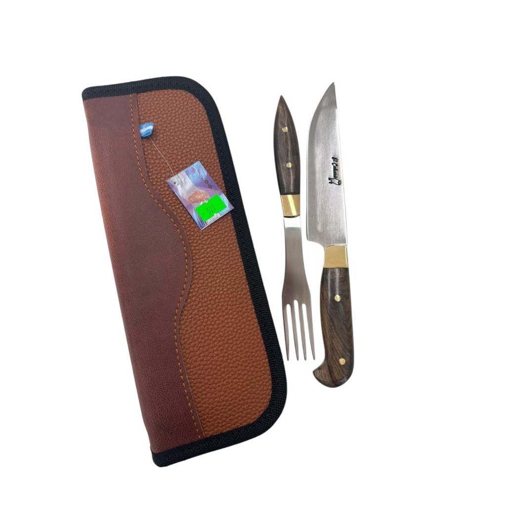 JUEGO DE CUCHILLO Y TENEDOR PARA ASADO CON ESTUCHE 521
