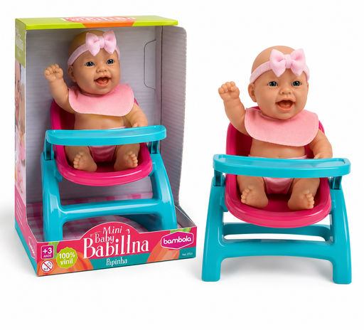 [34448260] BEBE MINI BABILINA PAPILLA 23 CM CON SILLITA DE COMER 727
